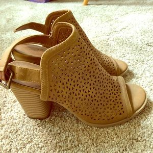 Suede peep-toe heels